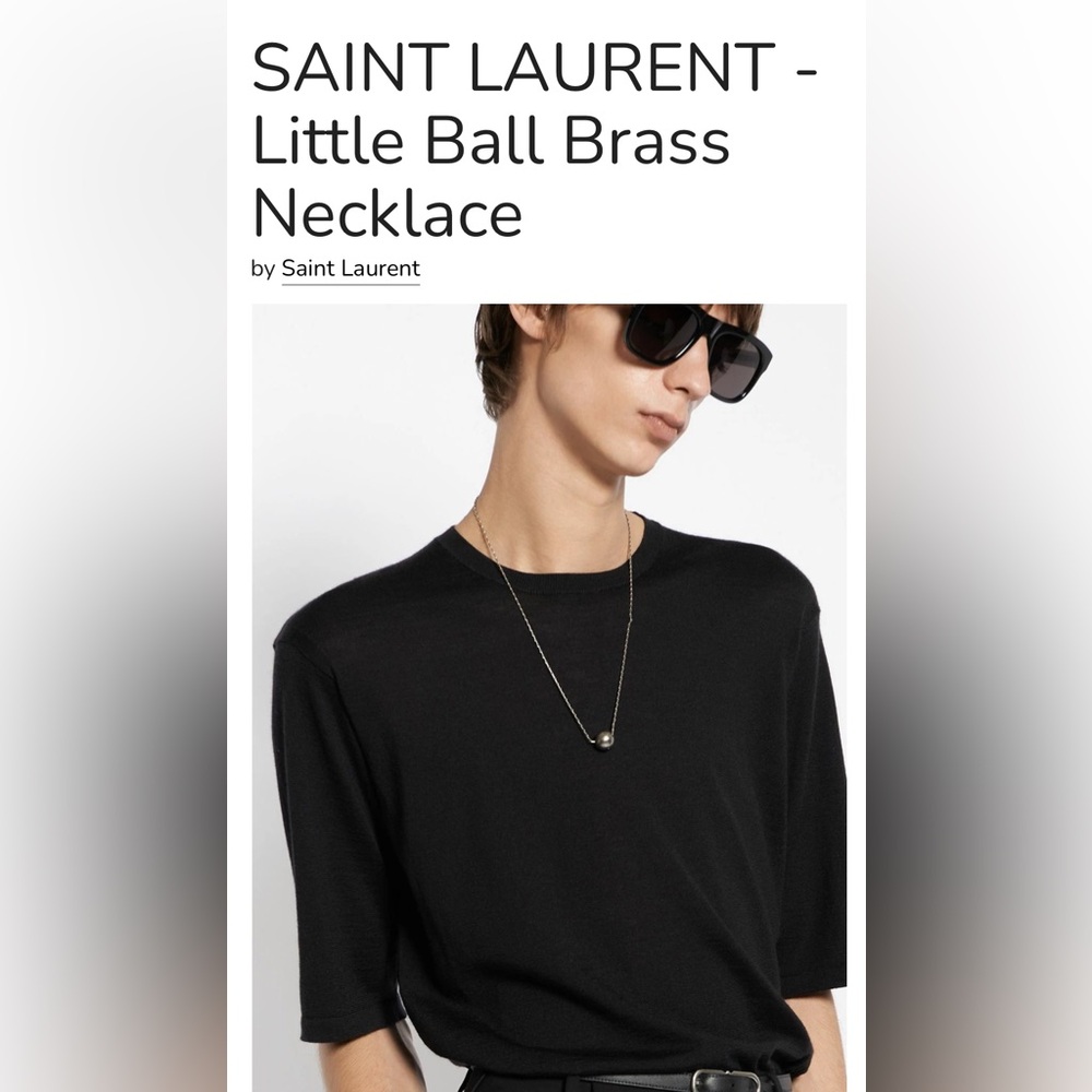 Saint Laurent Silver Ball Pendant Necklace Brand New